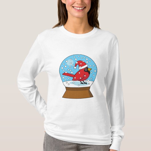 Schneeglobe mit Niedlichem rotem Kardinal T-Shirt (Vorderseite)