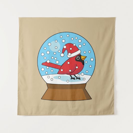 Schneeglobe mit Niedlichem rotem Kardinal Wandteppich (Vorderseite)