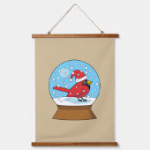 Schneeglobe mit Niedlichem rotem Kardinal Wandteppich Mit Holzrahmen (Vorderseite)