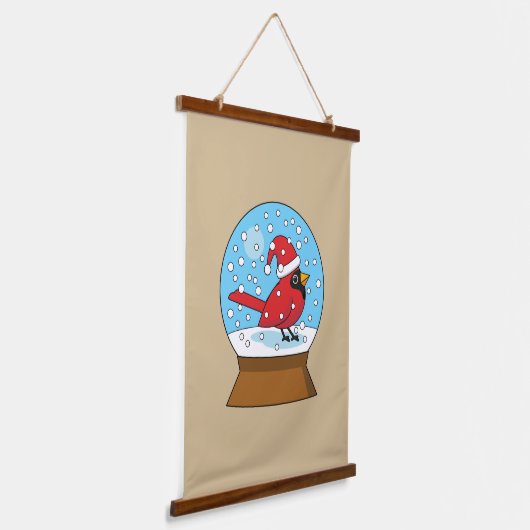 Schneeglobe mit Niedlichem rotem Kardinal Wandteppich Mit Holzrahmen (Gewinkelt)