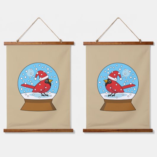 Schneeglobe mit Niedlichem rotem Kardinal Wandteppich Mit Holzrahmen (Doppelt)