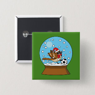Schneeglobe mit Niedlichem Sparrow-Spielfußball Button