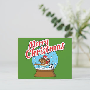 Schneeglobe mit Niedlichem Sparrow-Spielfußball Feiertagspostkarte