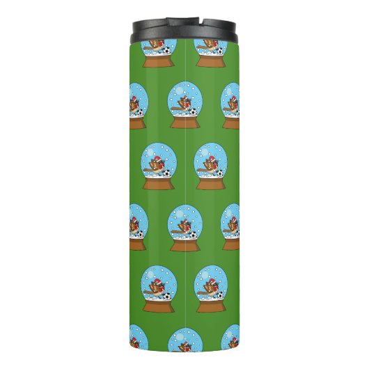 Schneeglobe mit Niedlichem Sparrow-Spielfußball Thermosbecher (Rückseite)