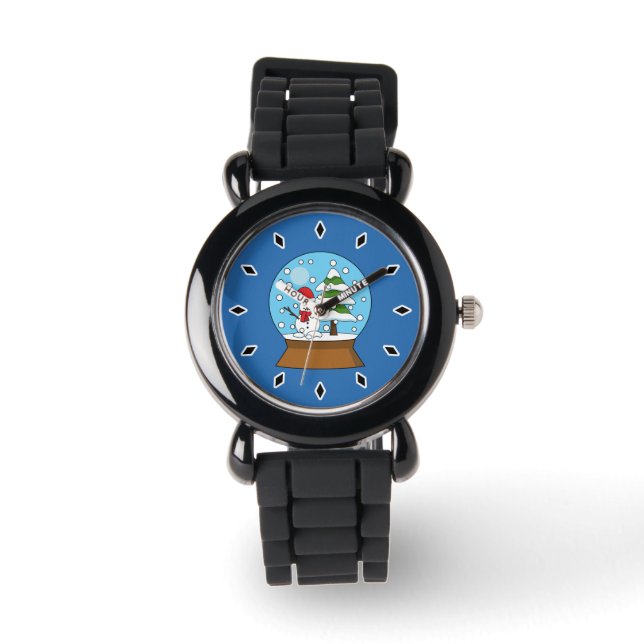 Schneeglobe mit Schneemann und Pine Tree Armbanduhr (Vorderseite)