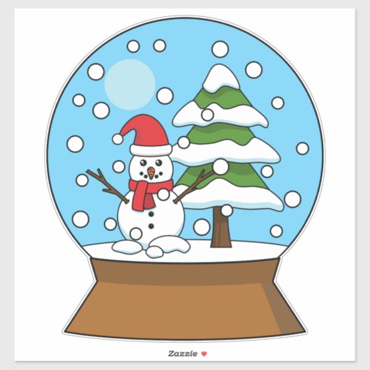 Schneeglobe mit Schneemann und Pine Tree Aufkleber (Blatt)