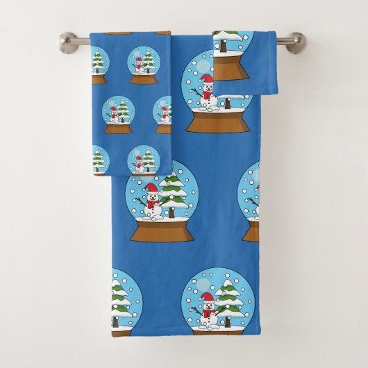 Schneeglobe mit Schneemann und Pine Tree Badhandtuch Set (Insitu)