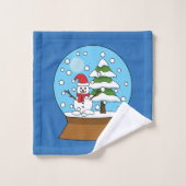 Schneeglobe mit Schneemann und Pine Tree Badhandtuch Set (Waschlappen)