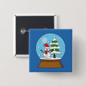 Schneeglobe mit Schneemann und Pine Tree Button (Vorne & Hinten)