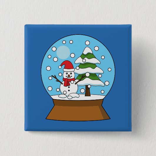 Schneeglobe mit Schneemann und Pine Tree Button (Vorderseite)
