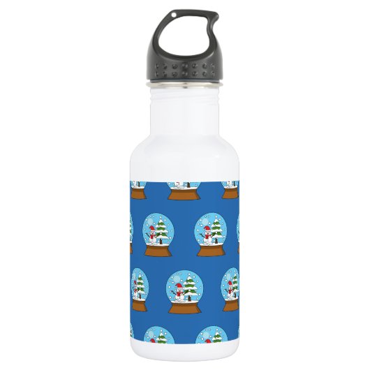 Schneeglobe mit Schneemann und Pine Tree Edelstahlflasche (Vorderseite)