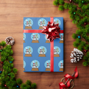 Schneeglobe mit Schneemann und Pine Tree Geschenkpapier