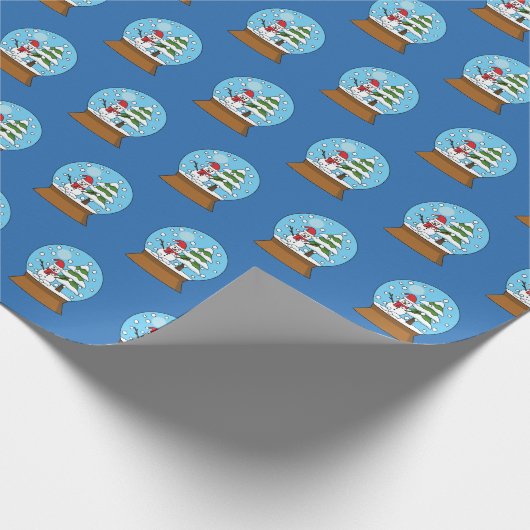 Schneeglobe mit Schneemann und Pine Tree Geschenkpapier (Ecke)