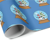 Schneeglobe mit Schneemann und Pine Tree Geschenkpapier (Rolleneckpunkt)