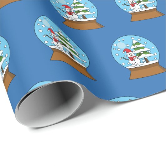 Schneeglobe mit Schneemann und Pine Tree Geschenkpapier (Rolleneckpunkt)