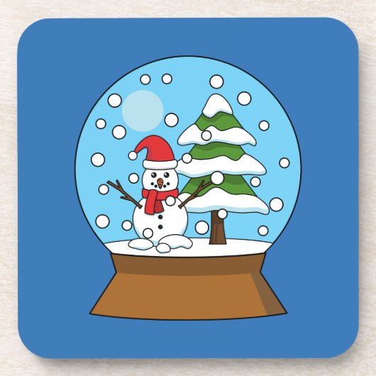Schneeglobe mit Schneemann und Pine Tree Getränkeuntersetzer (Vorderseite)