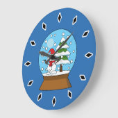 Schneeglobe mit Schneemann und Pine Tree Große Wanduhr (Winkel)