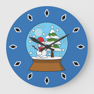Schneeglobe mit Schneemann und Pine Tree Große Wanduhr