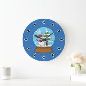 Schneeglobe mit Schneemann und Pine Tree Große Wanduhr (Zuhause)