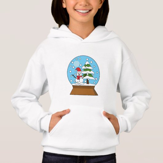 Schneeglobe mit Schneemann und Pine Tree Hoodie (Vorderseite)