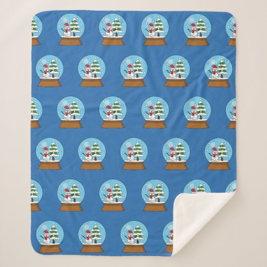 Schneeglobe mit Schneemann und Pine Tree Muster Sherpadecke (Vorderseite)