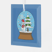 Schneeglobe mit Schneemann und Pine Tree Ornament Aus Glas (Vorderseite links)