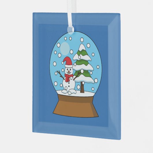 Schneeglobe mit Schneemann und Pine Tree Ornament Aus Glas (Vorderseite links)