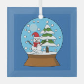 Schneeglobe mit Schneemann und Pine Tree Ornament Aus Glas (Vorderseite)