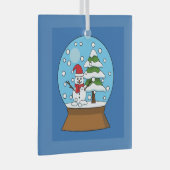 Schneeglobe mit Schneemann und Pine Tree Ornament Aus Glas (Vorderseite Rechts)
