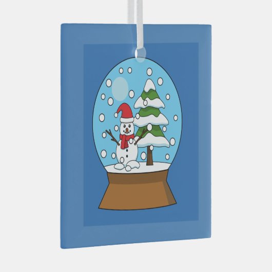 Schneeglobe mit Schneemann und Pine Tree Ornament Aus Glas (Vorderseite Rechts)