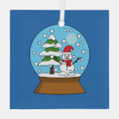 Schneeglobe mit Schneemann und Pine Tree Ornament Aus Glas (Rückseite)