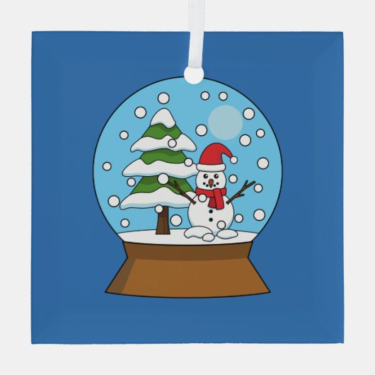Schneeglobe mit Schneemann und Pine Tree Ornament Aus Glas (Rückseite)