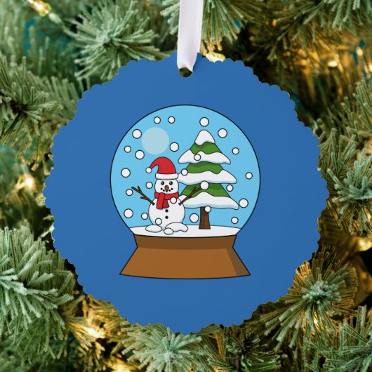 Schneeglobe mit Schneemann und Pine Tree Ornament Karte (Insitu (Baum))