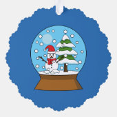 Schneeglobe mit Schneemann und Pine Tree Ornament Karte (Rückseite)