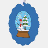 Schneeglobe mit Schneemann und Pine Tree Ornament Karte (Links)