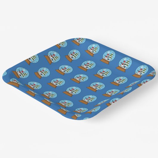 Schneeglobe mit Schneemann und Pine Tree Pappteller (Gewinkelt)