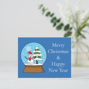 Schneeglobe mit Schneemann und Pine Tree Persona Feiertagspostkarte
