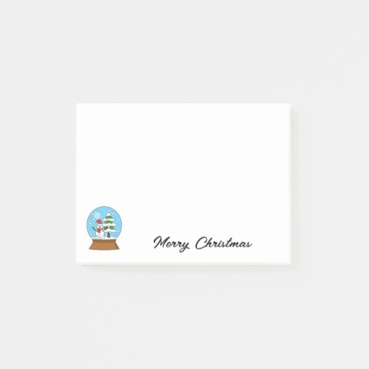 Schneeglobe mit Schneemann und Pine Tree | Persona Post-it Klebezettel (Vorderseite)