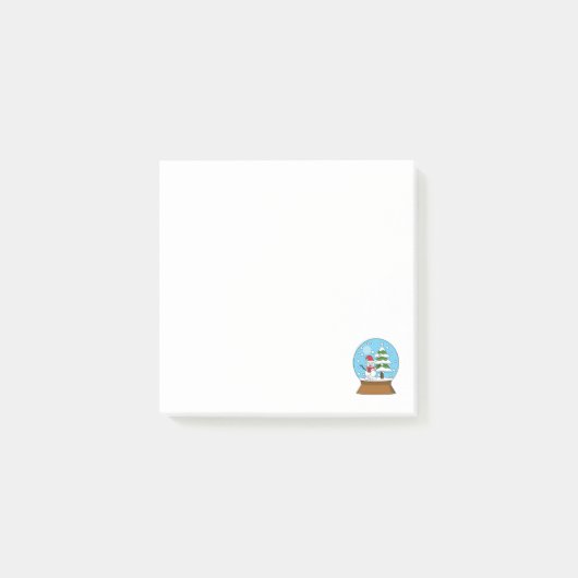 Schneeglobe mit Schneemann und Pine Tree Post-it Klebezettel (Vorderseite)