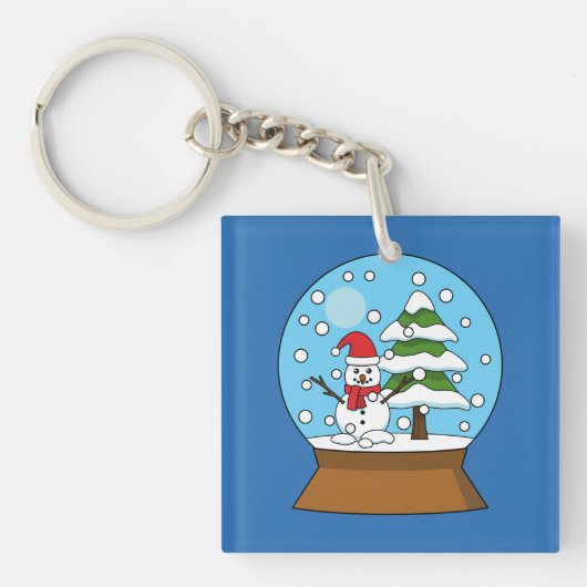 Schneeglobe mit Schneemann und Pine Tree Schlüsselanhänger (Vorderseite)