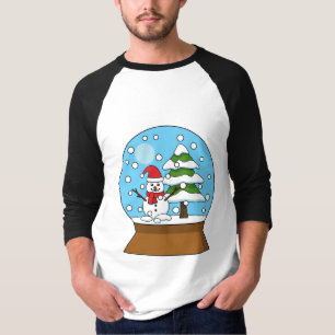 Schneeglobe mit Schneemann und Pine Tree T-Shirt