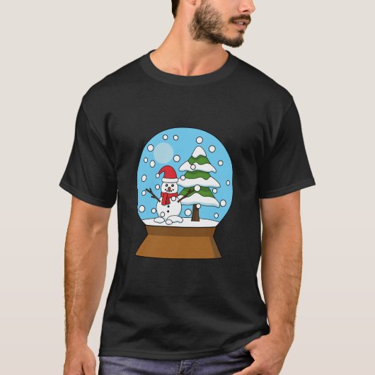Schneeglobe mit Schneemann und Pine Tree T-Shirt (Vorderseite)