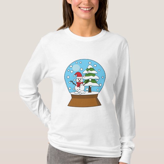 Schneeglobe mit Schneemann und Pine Tree T-Shirt (Vorderseite)