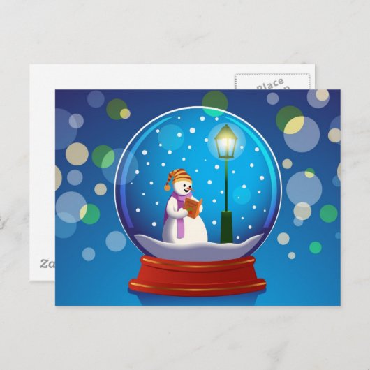 Schneeglobe mit Snowman-Gesang Postkarte (Vorne/Hinten)