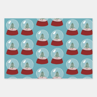 Schneeglobe Weihnachtspapier Geschenkpapier Set