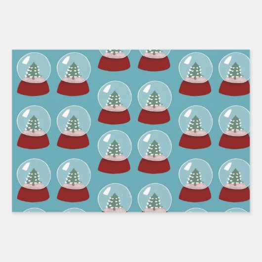 Schneeglobe Weihnachtspapier Geschenkpapier Set (Vorderseite)