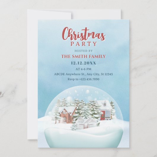 Schneeglobe Winterwunderland Weihnachten Einladung (Vorderseite)
