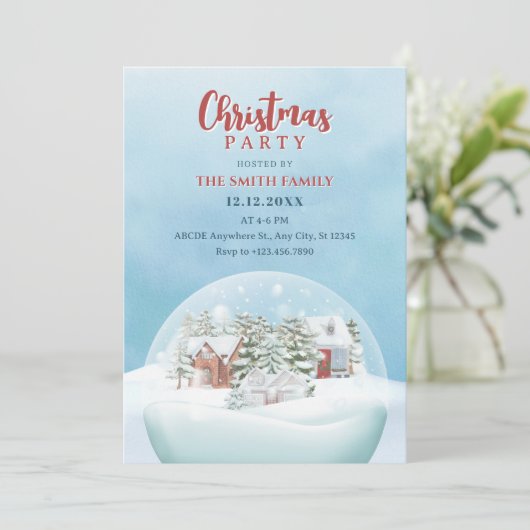 Schneeglobe Winterwunderland Weihnachten Einladung (Stehend Vorderseite)