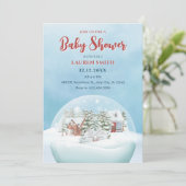 Schneeglobe Winterwunderland Weihnachtsdusche Einladung (Stehend Vorderseite)