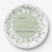 Schneeglöckchen 60. Geburtstag Aquarell Botanische Pappteller (Vorderseite)
